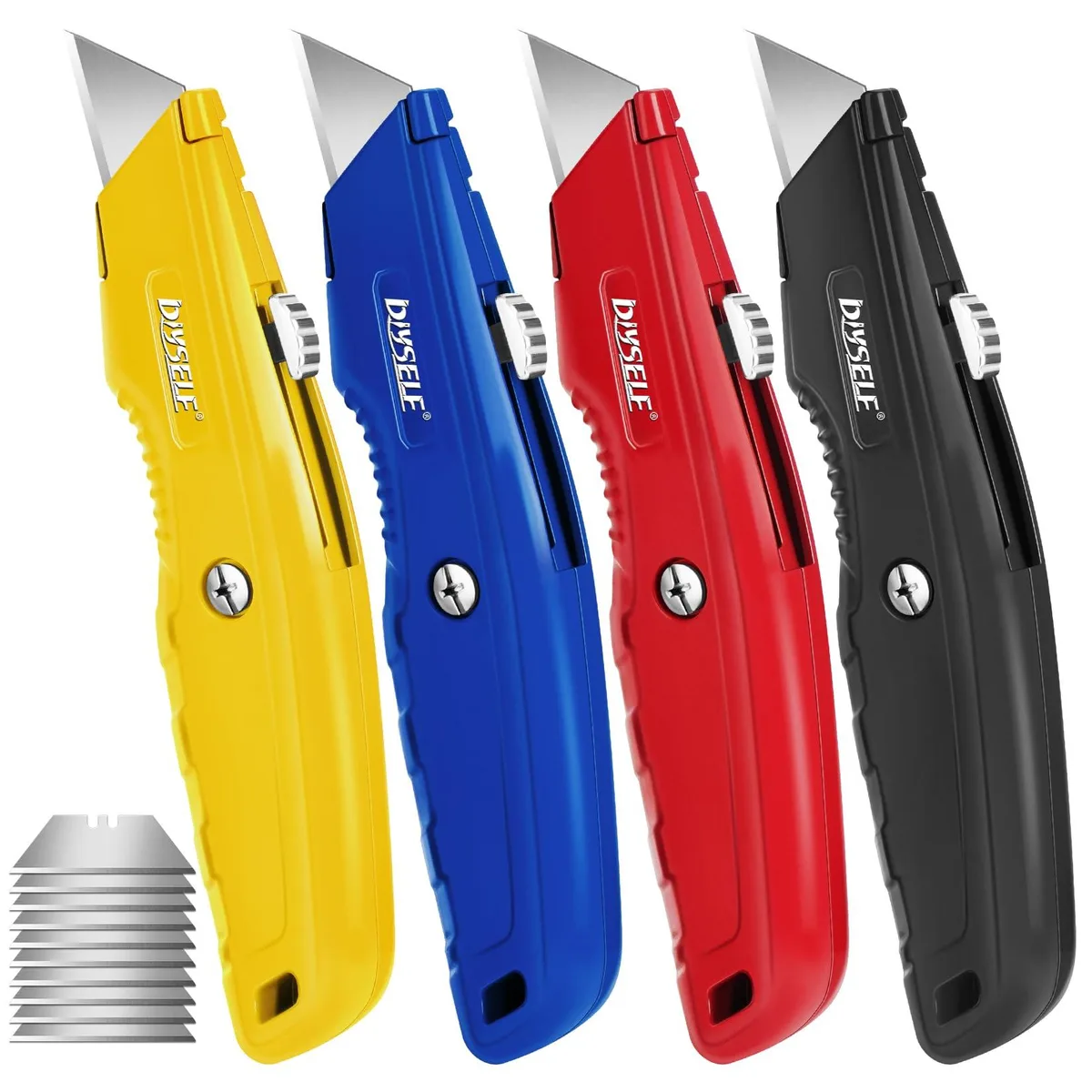  DIYSELF DIY-JS802 4-pack utility knife set with 10 blades — product photo
