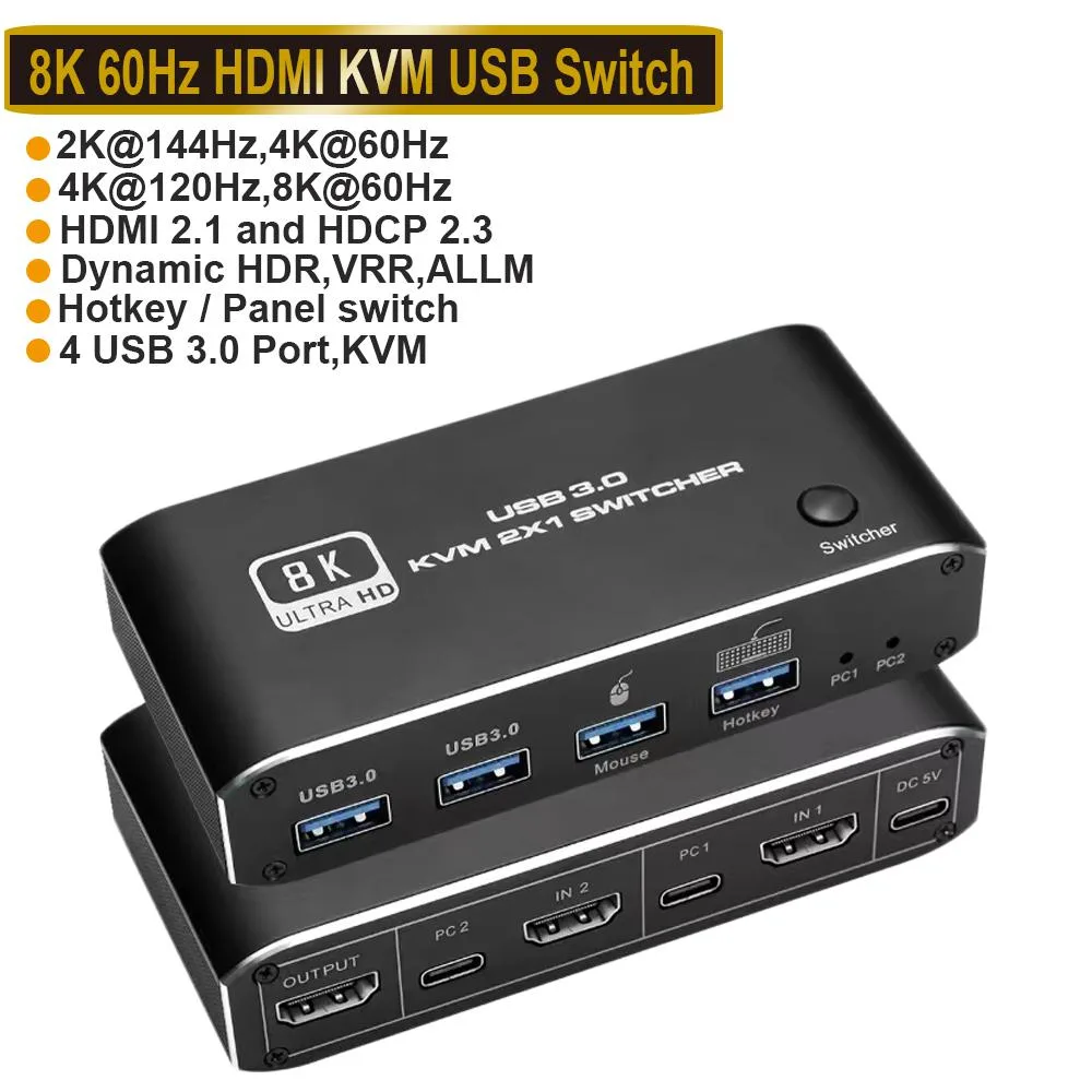 Jansicotek Jansicotek OZK4 8K@60Hz 4K@120Hz 2-Port HDMI 2.1 KVM Switch — product photo
