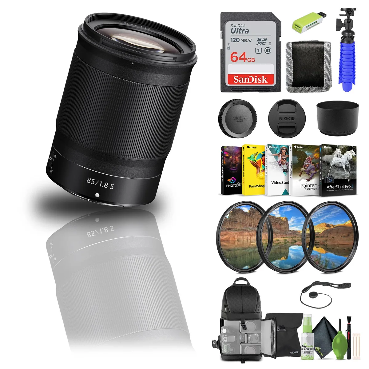 Nikon Inc Nikon NIKKOR Z 85mm f/1.8 S Lens + 64GB Card Bundle (20090) — product photo