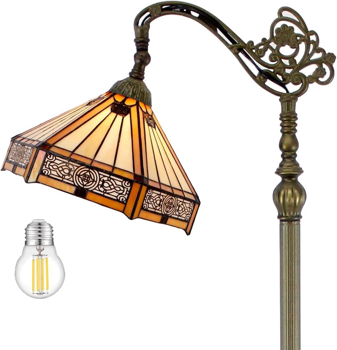 TUKO TUKO Mission Hexagon Stained Glass Floor Lamp 12x18x64 in S011 — product photo