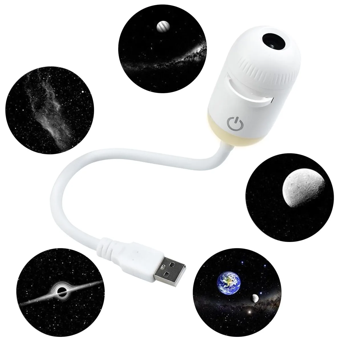  Projector Night Light 2-in-1 Galaxy Projector with 5 Films USB 360° Rotating — product photo