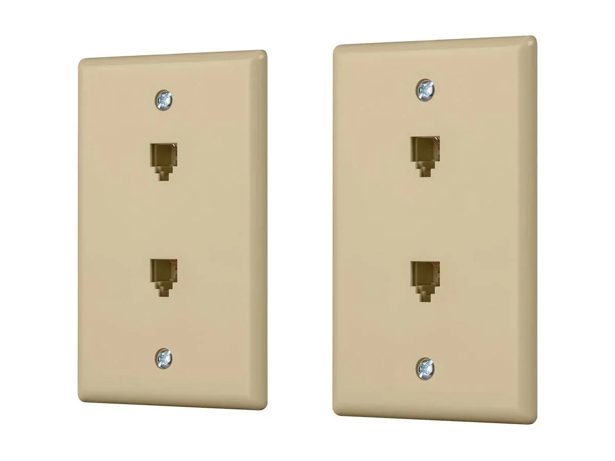 Monoprice Inc. Monoprice 130807 Duplex Phone Jack Plate Ivory 2 Pack — product photo