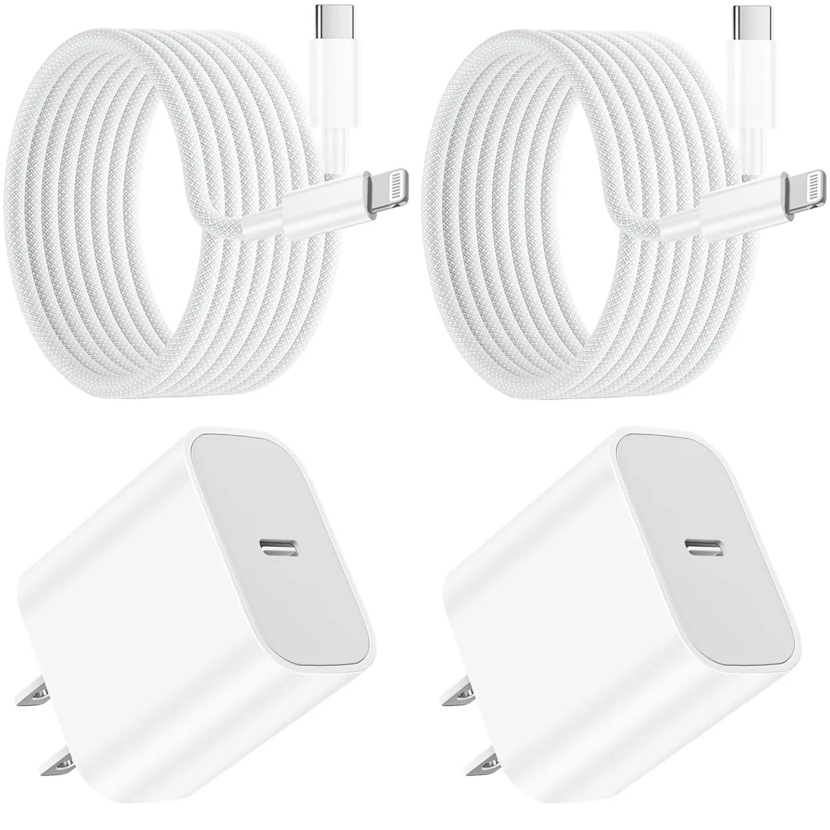  ipremium 20W USB-C Charger with 6ft Lightning Cable 2-Pack White — product photo
