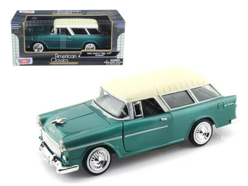 MOTORMAX MOTORMAX 1955 Chevrolet Bel Air Nomad Green 1/24 Diecast Model Car — product photo