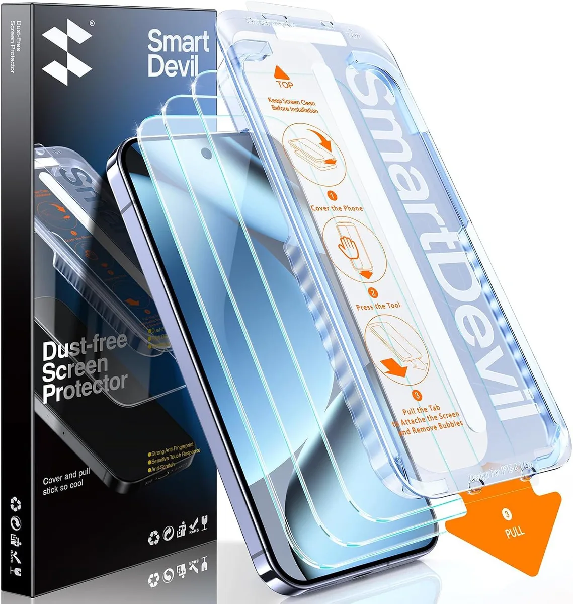 Three clear tempered-glass screen protectors with alignment frame for Pixel 10 Pro and Pixel 10