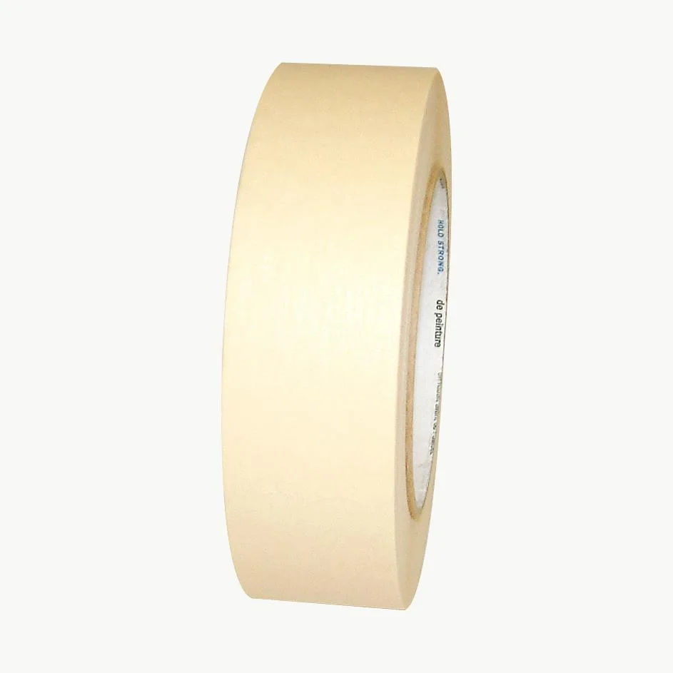 A roll of beige crepe paper masking tape on a three inch core