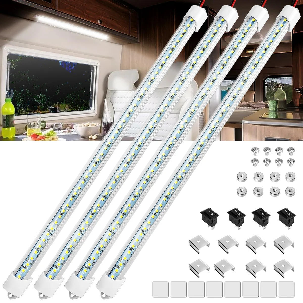  Linkstyle 4PCS 12V LED Interior Light Bar 48 LEDs 700LM 6500K White — product photo