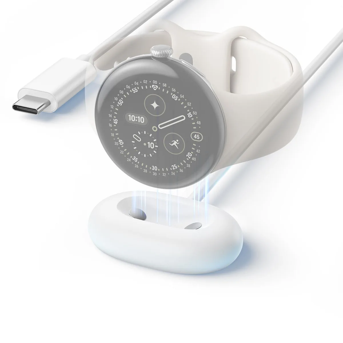Ypbuziu Pixel Watch 4 41mm/45mm USB-C Magnetic Charger White — product photo