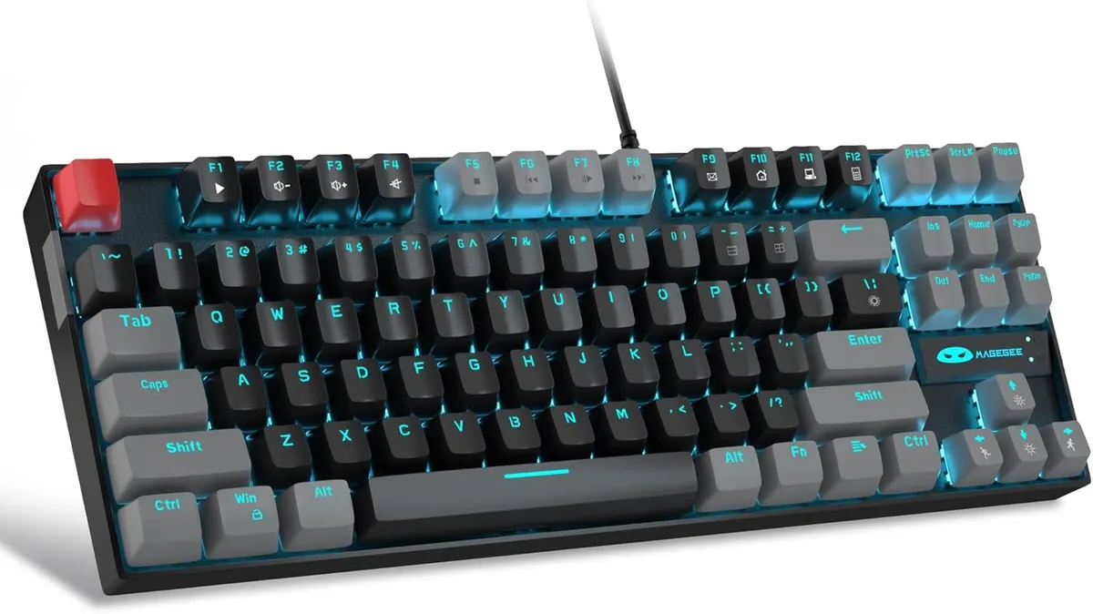 TUKO TUKO 75% Mechanical Gaming Keyboard Red Switch Blue LED 87 Keys Black Grey — product photo