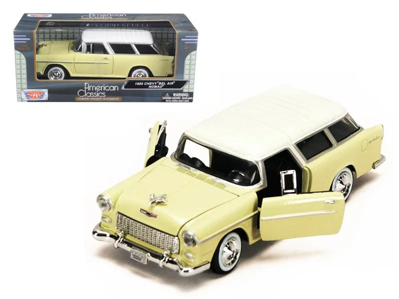 MOTORMAX MOTORMAX 1955 Chevrolet Bel Air Nomad Yellow White Top 1/24 Diecast — product photo