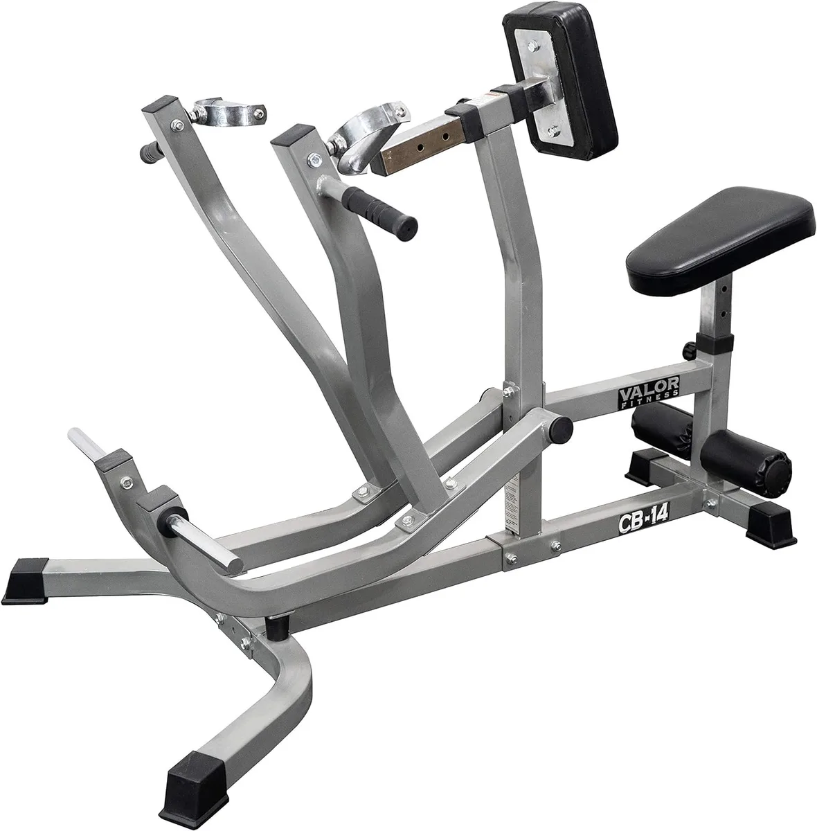 Black steel seated row machine with converging arms and multi-grip handles