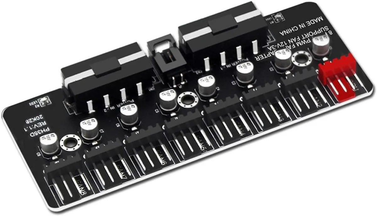 Vszerda Vszerda 8-Port PWM Fan Hub Power Splitter Adapter, Dual Molex, 40cm Cable — product photo