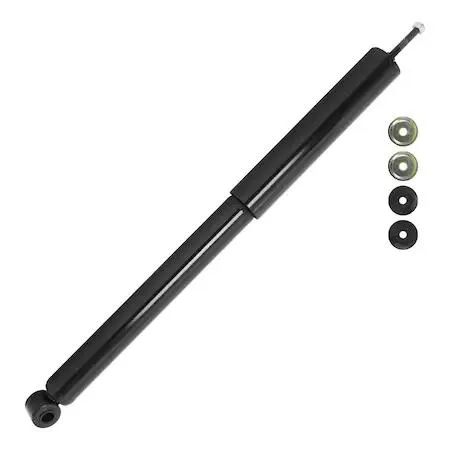 Unity rear shock absorber, silver metal cylinder with mounting hardware