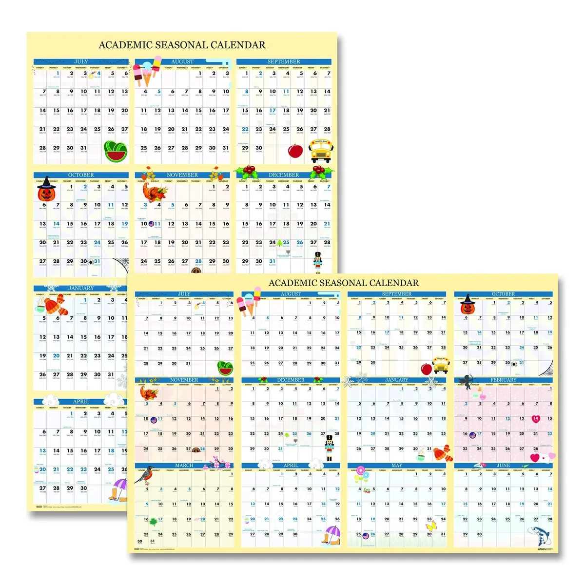 House of Doolittle House of Doolittle Academic Laminated Wall Calendar 24 x 37 July 2025 June 2026 39835 — product photo