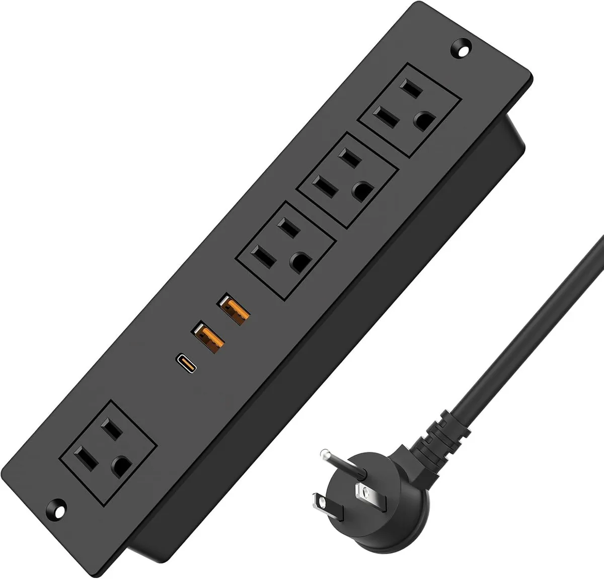 MCHOSE MCHOSE Recessed Power Strip 4 Outlets 3 USB Ports PD 20W USB-C Black — product photo