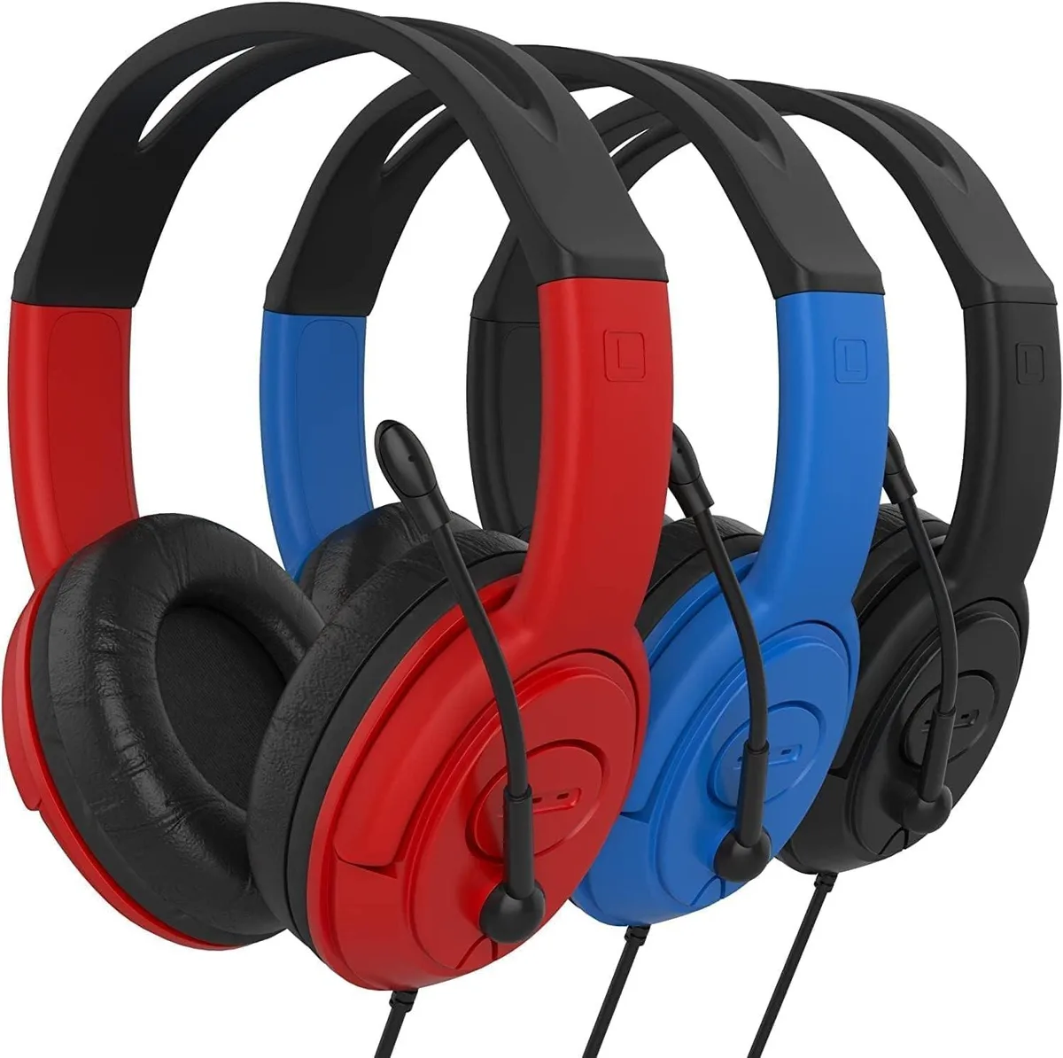 Avantalk Avantalk 2 in 1 accessory wired over-ear headset with boom microphone 3.5 mm 6-pack black red blue — product photo