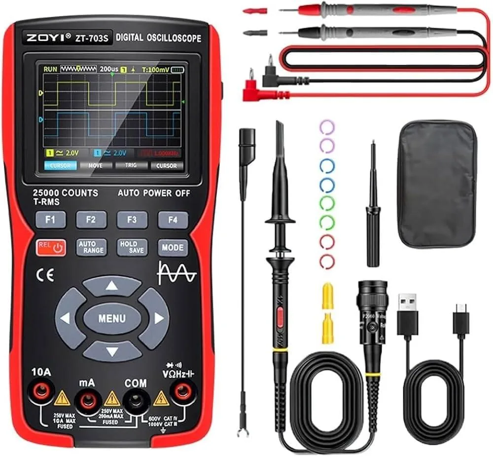 ZOYI ZOYI ZT-703S 3-in-1 Oscilloscope Multimeter 3.5 Inch IPS 25000 Counts 50MHz 280MSa/s ±400V — product photo