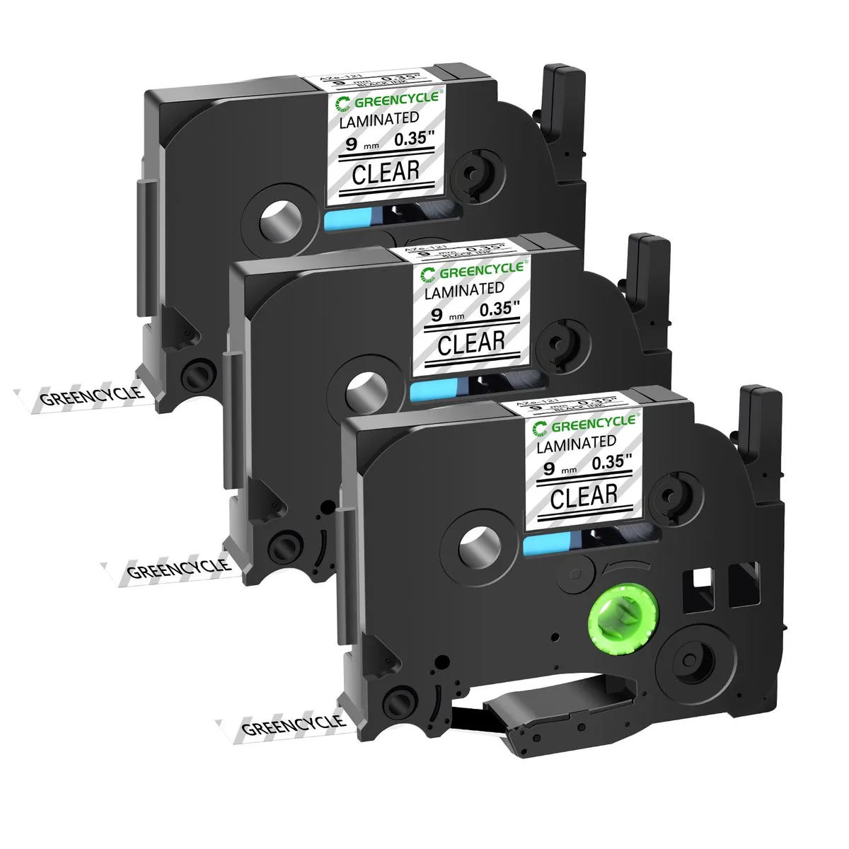 GREENCYCLE GREENCYCLE TZe-121 9mm 0.35 Laminated Clear Tape 3 Pack — product photo