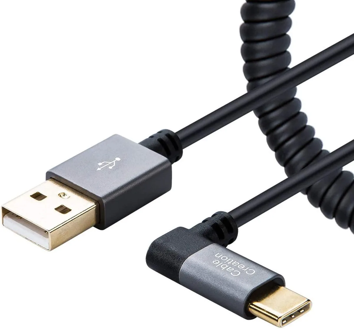 CableCreation CableCreation Coiled USB A to USB C Cable 0.6-4 FT 3A 480Mbps Black — product photo