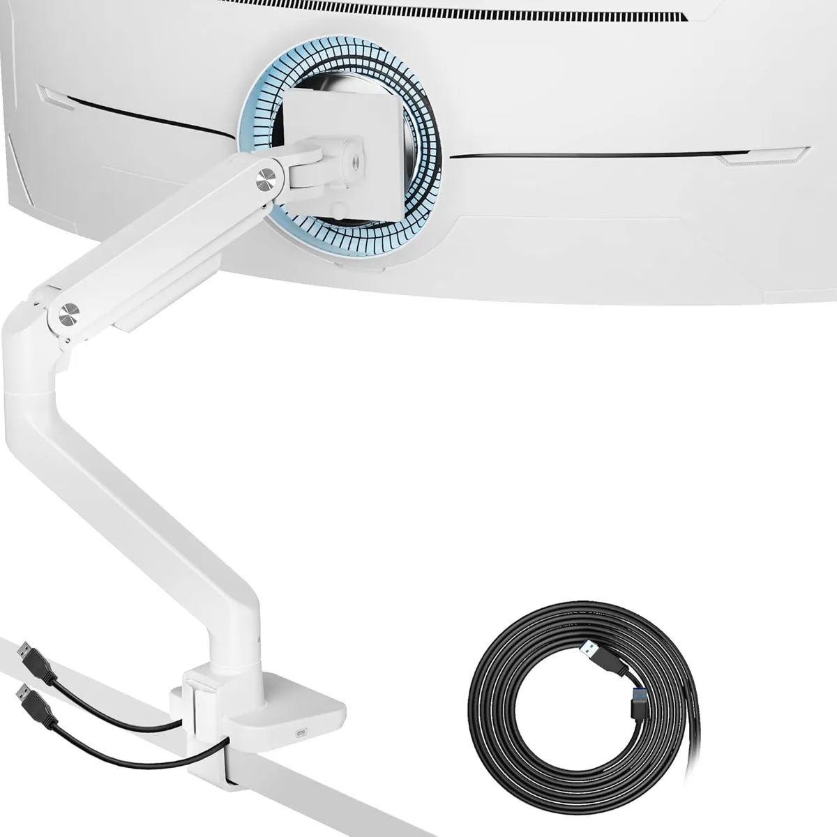 PISKEKAT PISKEKAT ARES WING Single Monitor Arm 17-49" 44 lbs USB A/C White — product photo