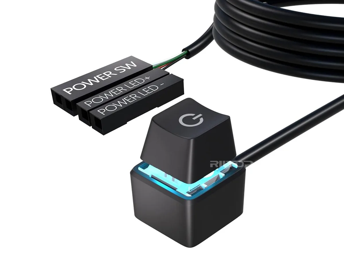 RIITOP RIITOP PC Power Button External Switch LED 1.65m Cable Black — product photo