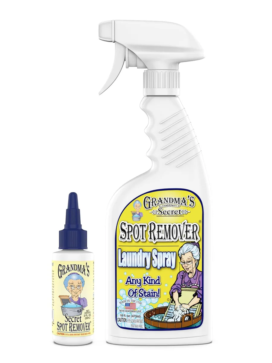 Two white spray bottles, 16 oz and 2 oz, side by side