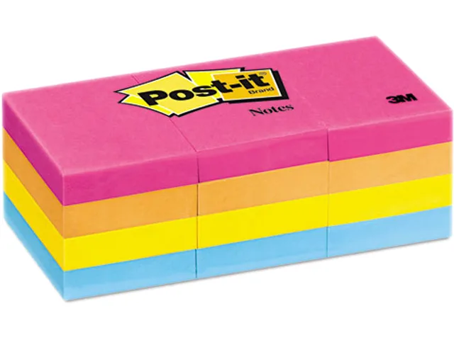 Twelve neon Post-it pads, 100 sheets each, model 653AN