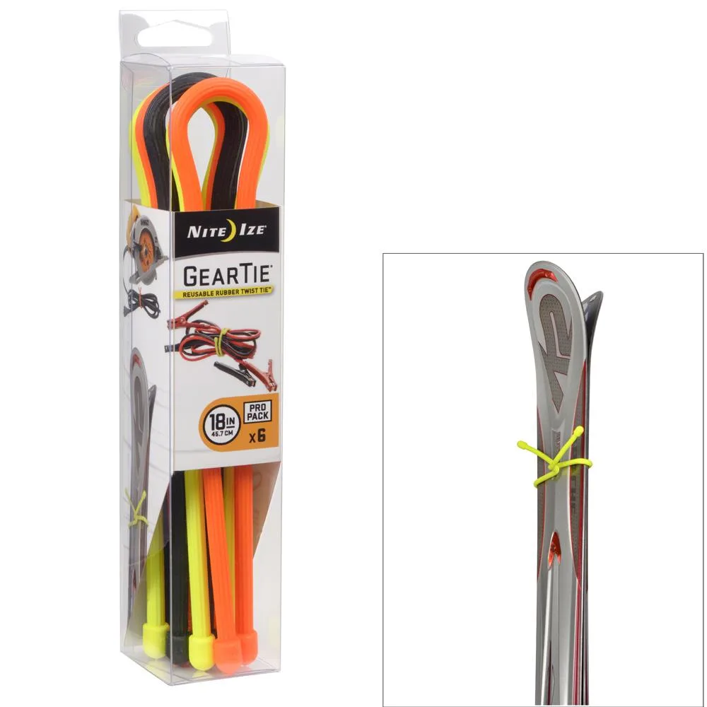 Six rubber-coated wire ties, eighteen inches long, assorted colours