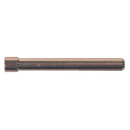 Five small brass collets with tapered cylindrical shape and slotted sides