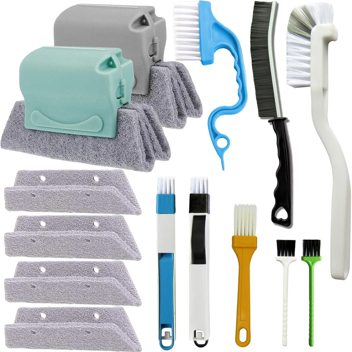 14-Piece Window Track Cleaning Kit with Groove Brushes and Dustpan Tools — product photo