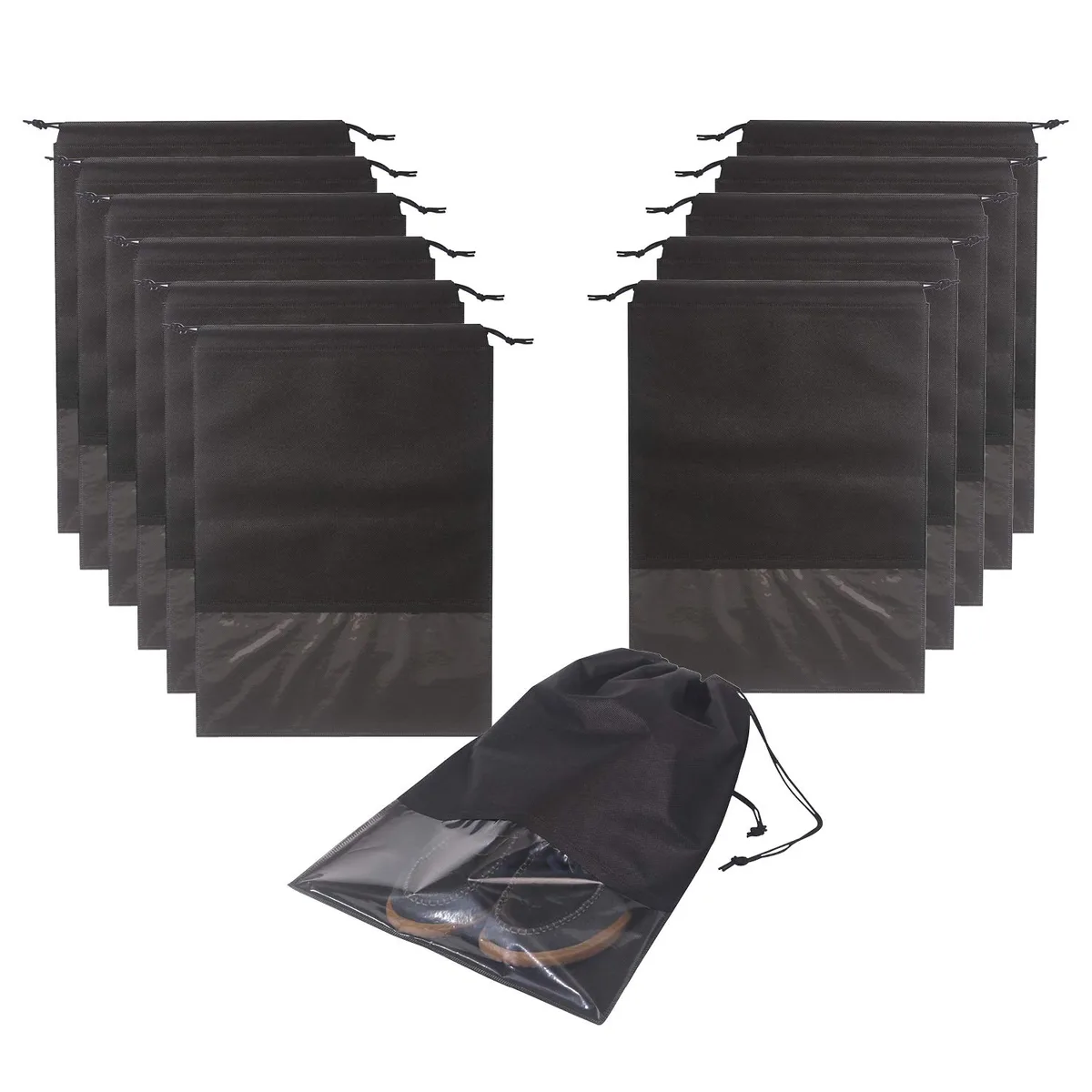  DIOMMELL 12PCS Travel Shoe Bags Black 17.3 x 12.6 in — product photo