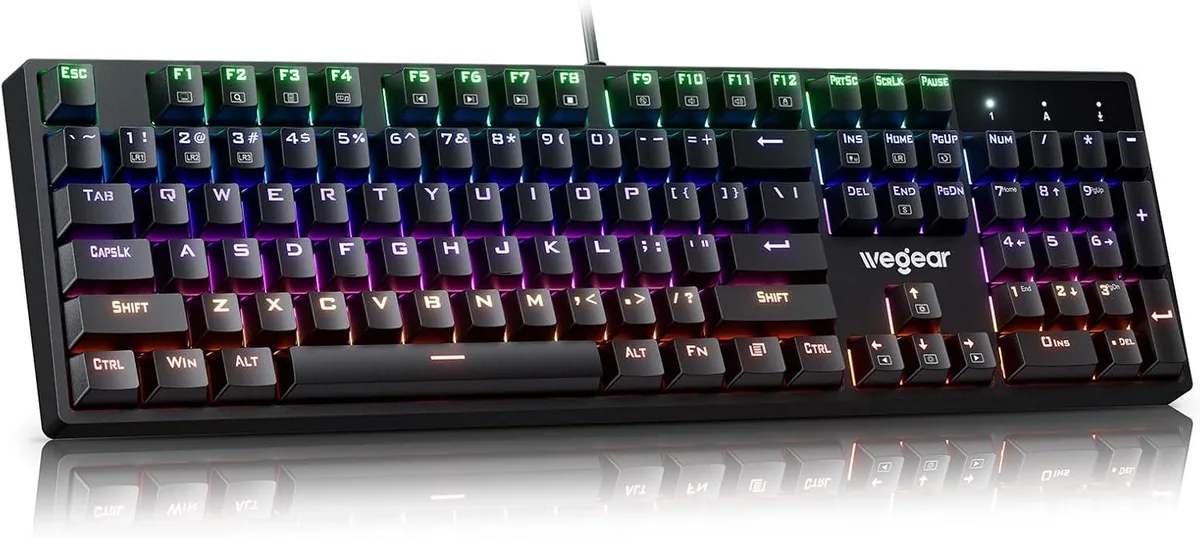 TUKO TUKO Mechanical Gaming Keyboard Blue Switch 104-Key RGB 11 Modes Wired Black — product photo