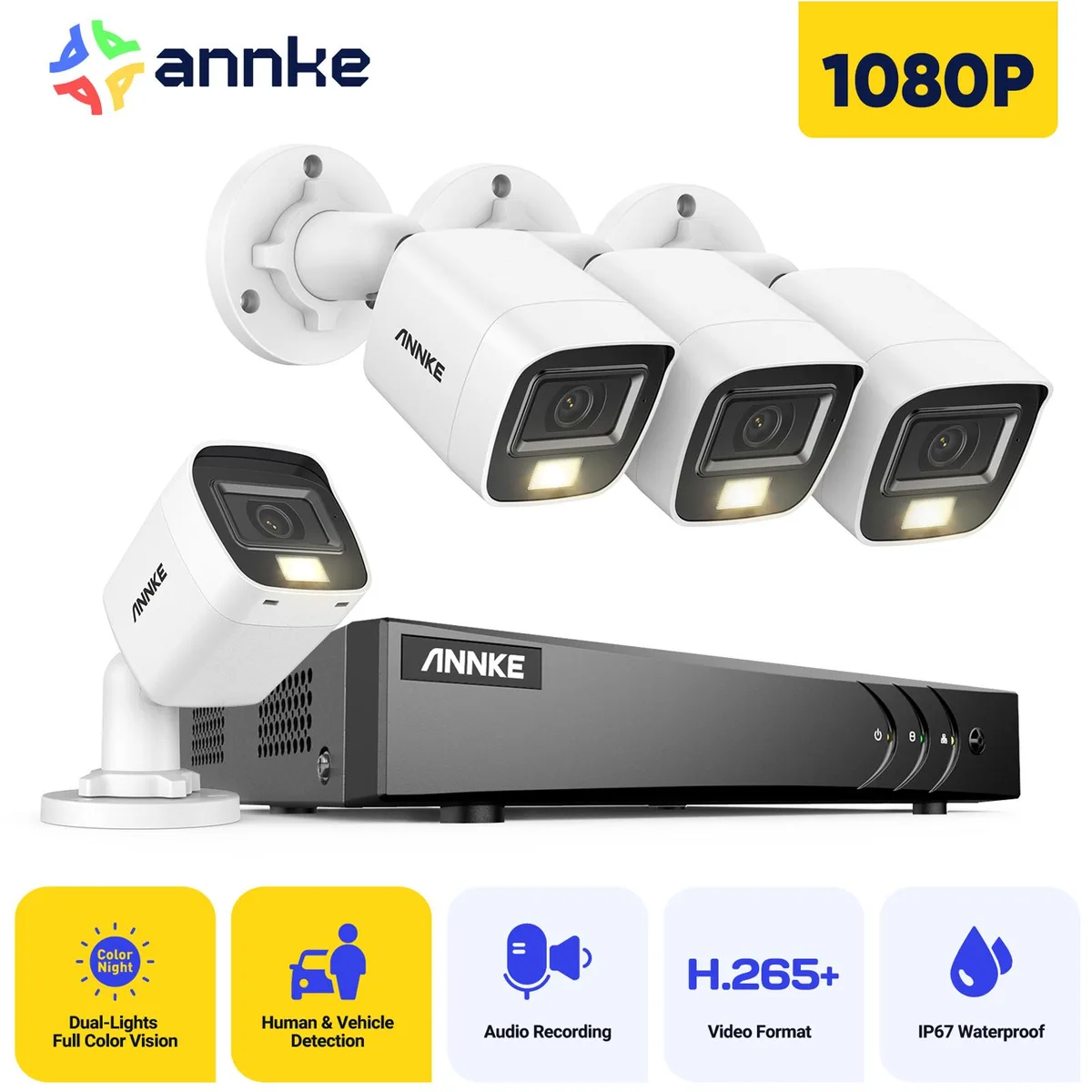 Annke Annke 8CH 5MP Lite DVR 4 x 1080P Cameras White — product photo