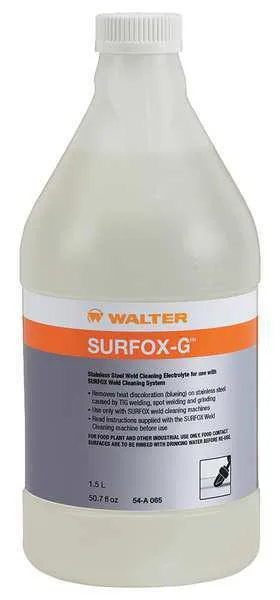 Clear liquid in a 1.5 L bottle labelled Surfox-G 54A065