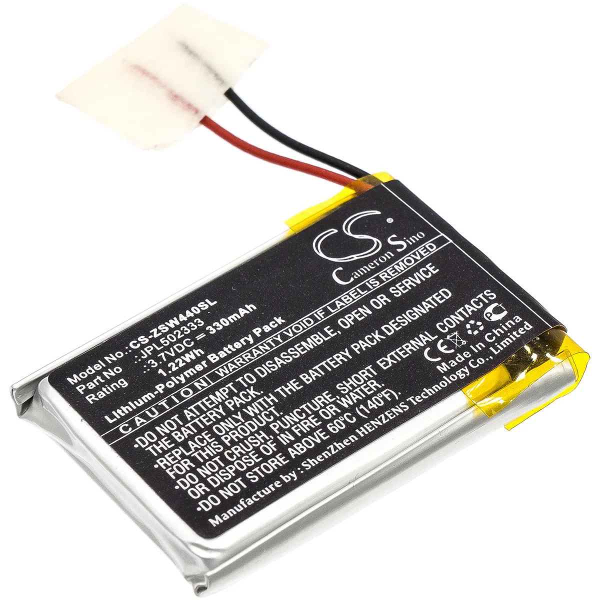 Cameron &amp; Co Cameron &amp; Co DS-CS-ZSW440SL Li-Polymer Battery 3.7V 330mAh 1.22Wh Black — product photo