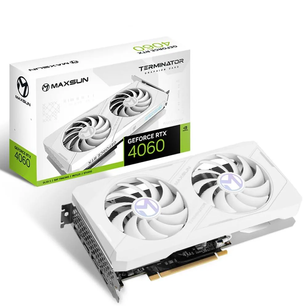MAXSUN MAXSUN GeForce RTX 4060 Terminator White 8GB graphics card — product photo