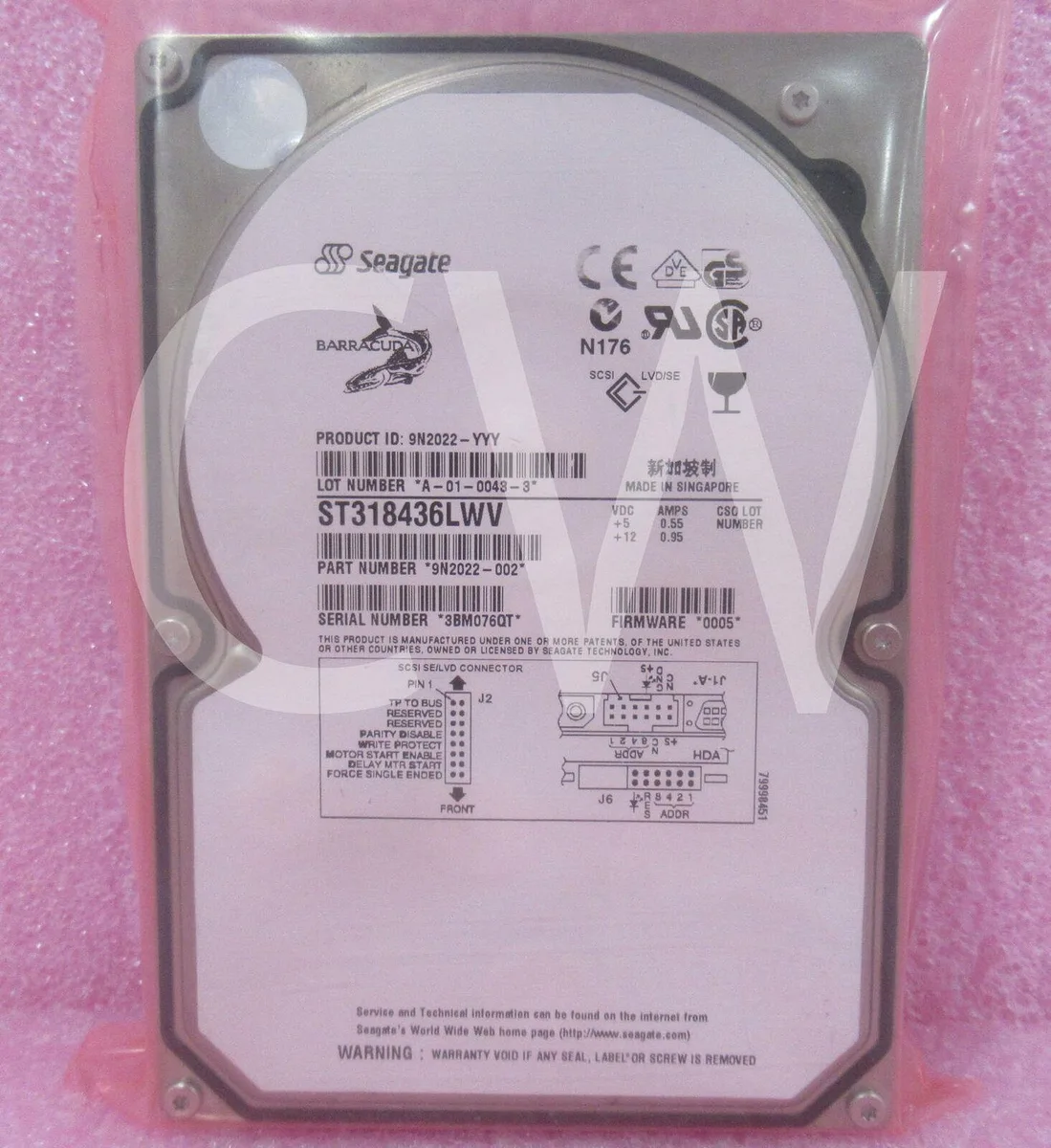 Seagate Seagate Barracuda 18XL ST318436LWV 18.4GB 7200RPM Ultra-160 SCSI 3.5" internal hard drive — product photo