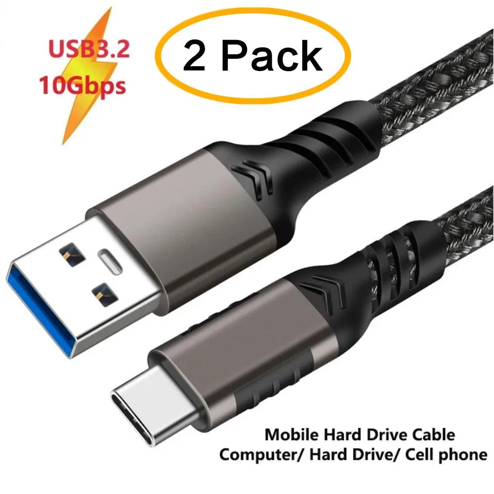 Jansicotek Jansicotek PQ057 USB-A to USB-C 3.2 cable 1.6 ft 2-pack black — product photo