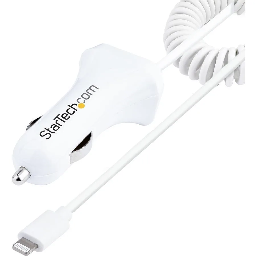 STARTECH STARTECH Lightning Car Charger 1m Coiled Cable 12W White — product photo