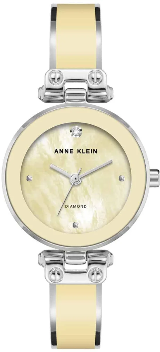 Yellow stainless steel bangle watch with matching dial, 34 mm case