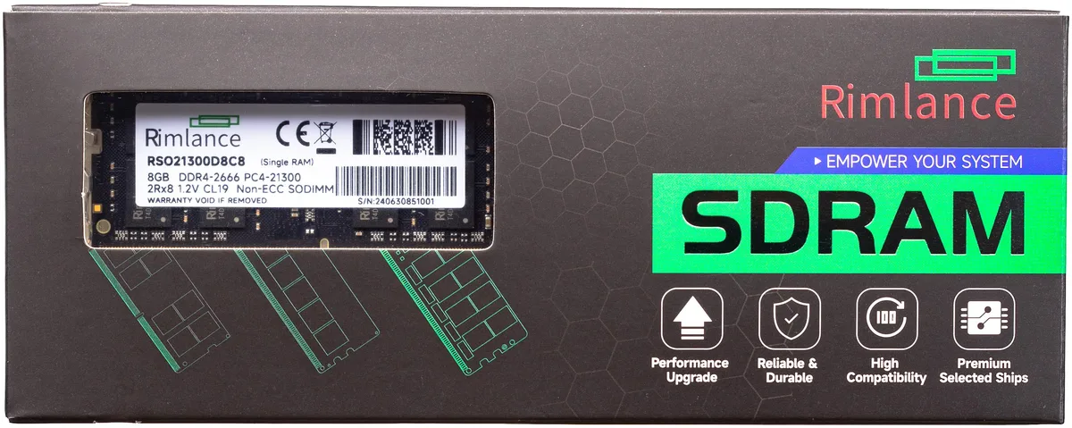 RIMLANCE RIMLANCE 8GB 1.2V DDR4 2666MHz PC4-21300 SODIMM 2RX8 laptop RAM — product photo