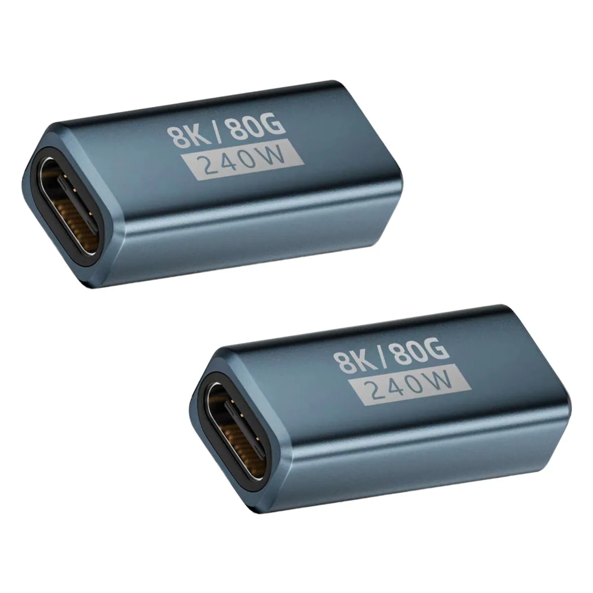 BUCIER BUCIER USB C Female to Female Adapter 2-Pack 80Gbps 240W PD 8K@60Hz Silver — product photo