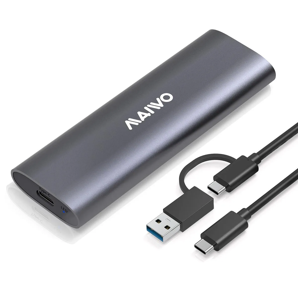 MAIWO MAIWO K1689P M.2 NVMe drive enclosure USB 3.2 Gen 2 10Gbps Type-C aluminum gray — product photo