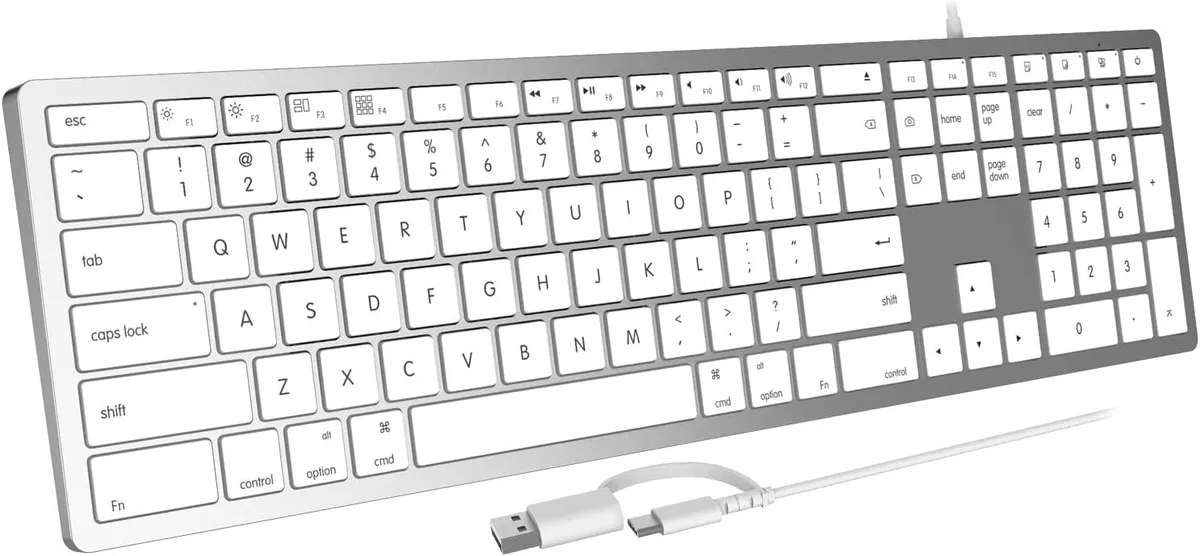 TUKO TUKO Wired Mac Keyboard Full Size 108 Keys 20 Shortcuts USB-A USB-C — product photo