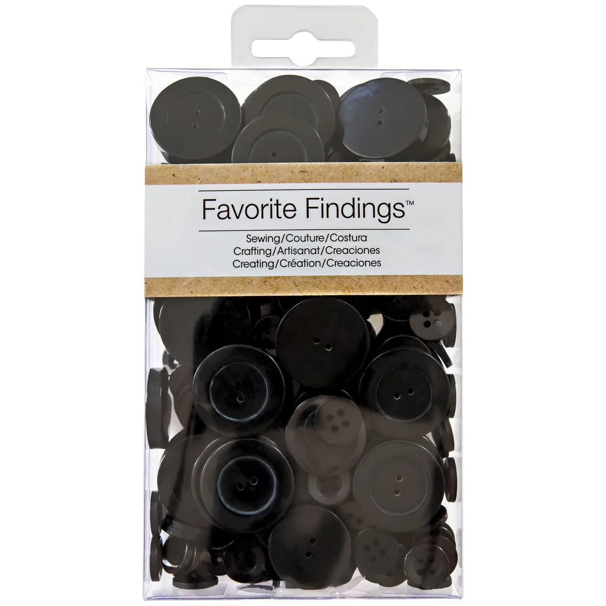 None Continuous None Continuous Favorite Findings Black Assorted Buttons 4 oz — product photo