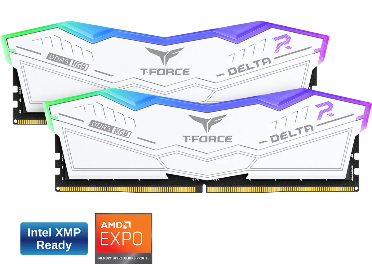 Team Group Team Group 16GB (2 x 8GB) DDR5 6000 CL38 White RGB desktop RAM — product photo