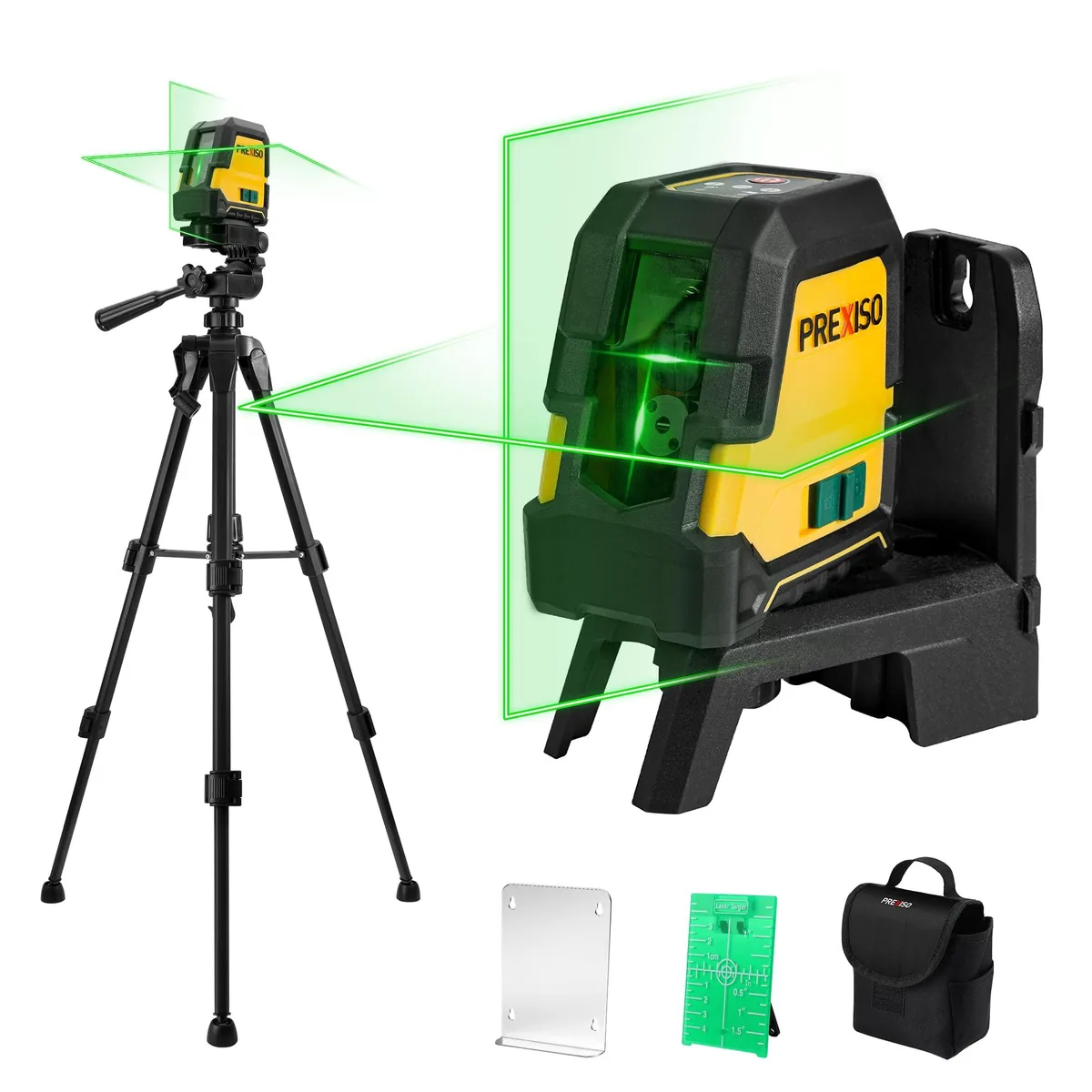 Green laser level with 37 inch tripod, magnetic base and storage bag