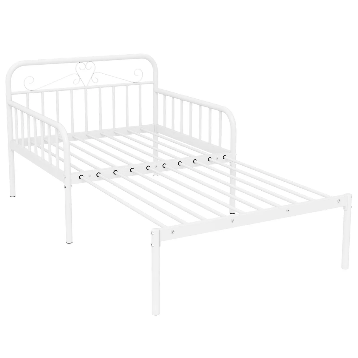 SlickBlue SlickBlue Extendable Metal Daybed Twin White 42x77in Guardrails Armrests — product photo