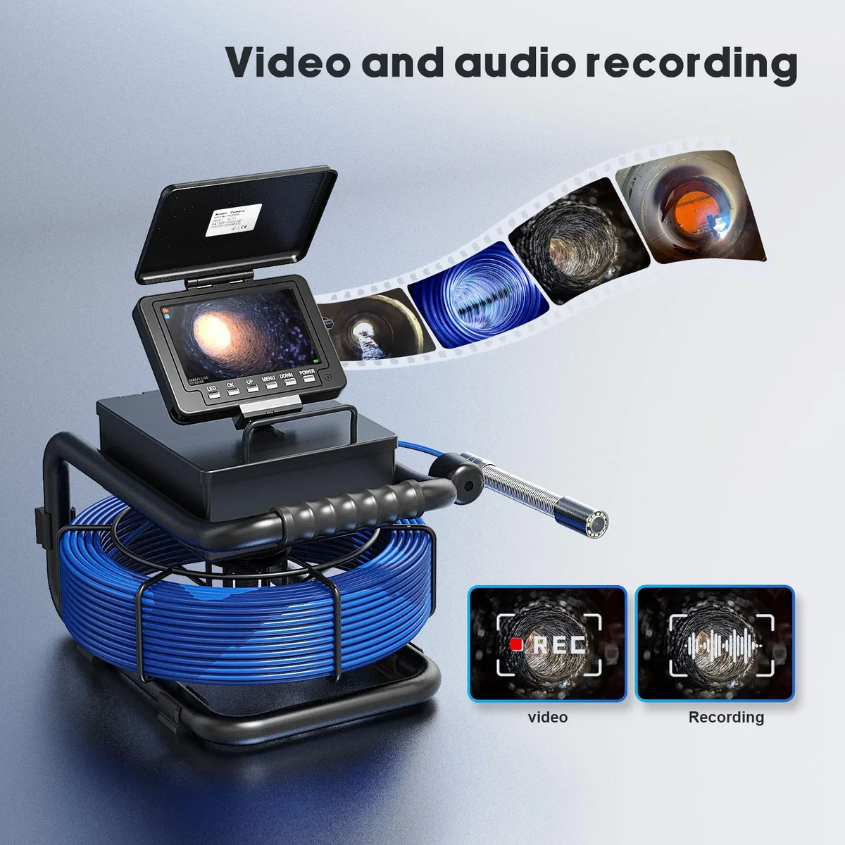 visiPower visiPower 5 inch DVR Pipeline Inspection Camera 2MP 512Hz Sonde 12 LED IP68 50m Cable — product photo