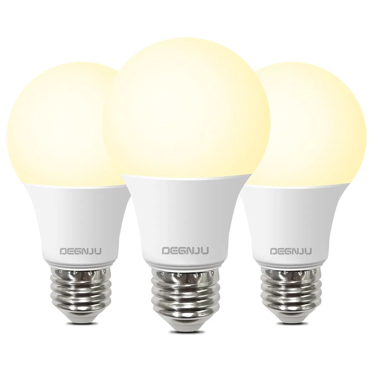  DEGNJU A19 LED Light Bulbs 2700K 800lm E26 Non-Dimmable 3 Pack — product photo